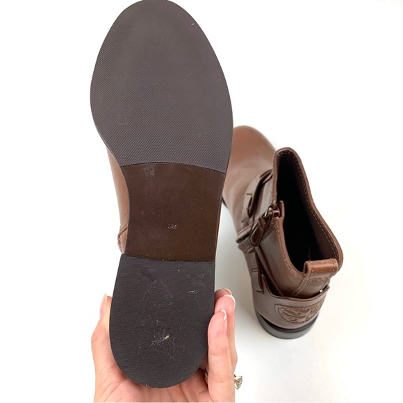 Tory Burch Boots Cognac Brown Leather Harness Equestrian Colton Ankle Size 5 - Picture 7 of 11